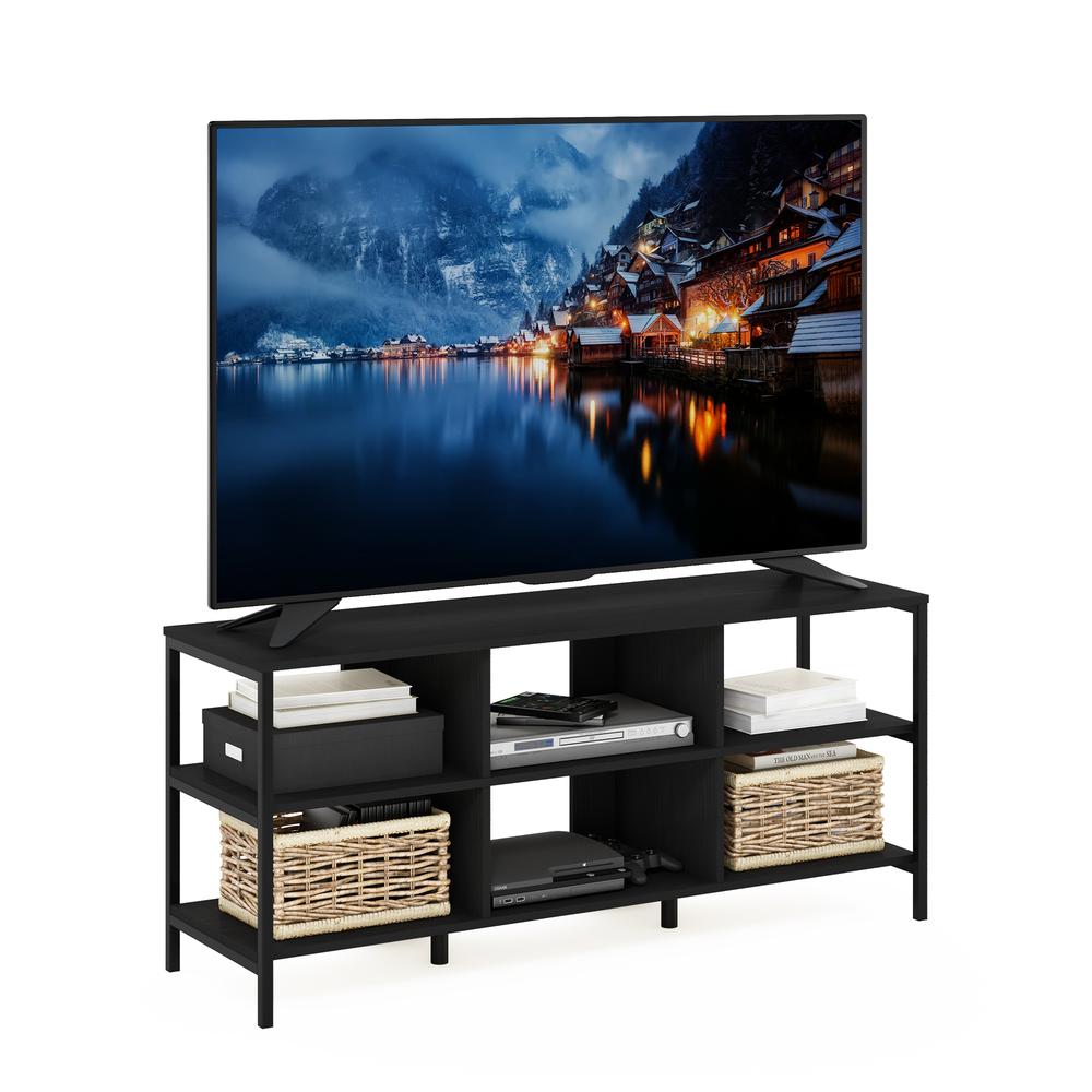 Furinno Camnus Modern Living TV Stand for TVs up to 60 Inch, Americano/Black. Picture 4