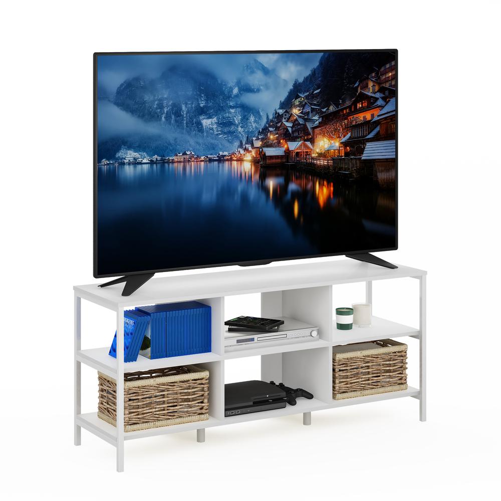 Furinno Camnus Modern Living TV Stand for TVs up to 60 Inch, Solid White/White. Picture 4