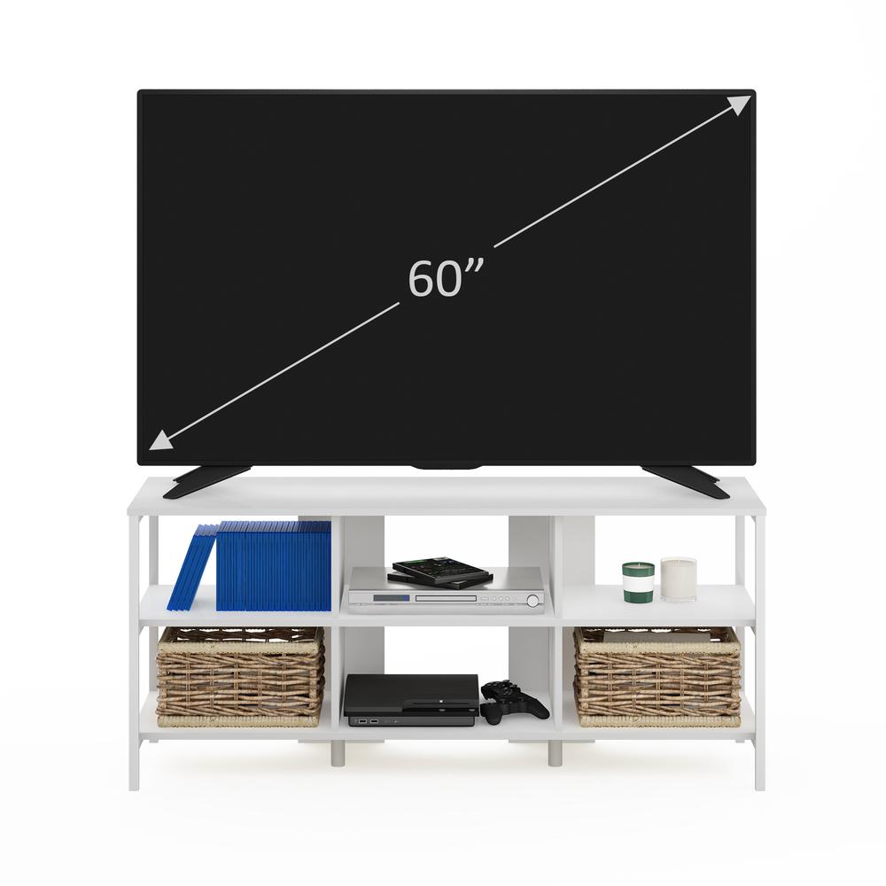 Furinno Camnus Modern Living TV Stand for TVs up to 60 Inch, Solid White/White. Picture 5