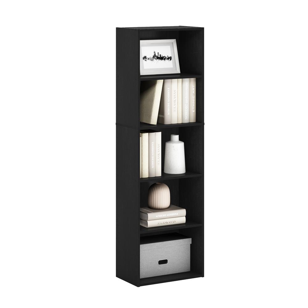 Furinno Luder 5-Tier Reversible Color Open Shelf Bookcase, Blackwood. Picture 4