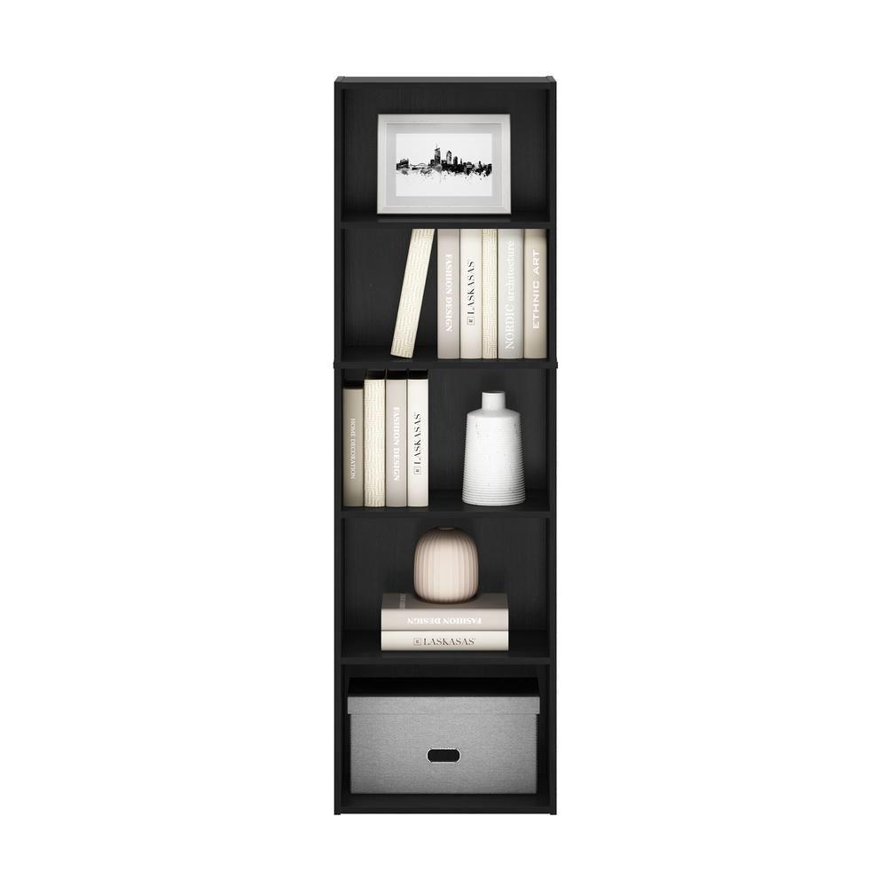 Furinno Luder 5-Tier Reversible Color Open Shelf Bookcase, Blackwood. Picture 5