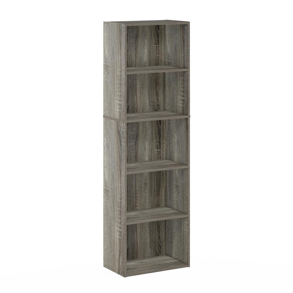 Furinno Luder 5-Tier Reversible Color Open Shelf Bookcase, French Oak. Picture 1