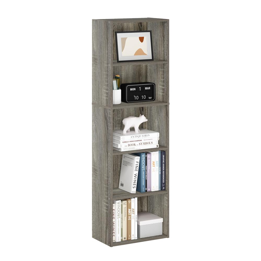 Furinno Luder 5-Tier Reversible Color Open Shelf Bookcase, French Oak. Picture 4