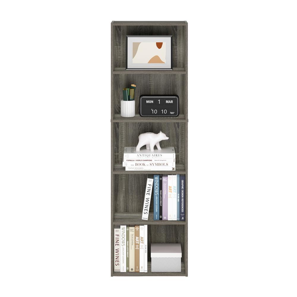 Furinno Luder 5-Tier Reversible Color Open Shelf Bookcase, French Oak. Picture 5