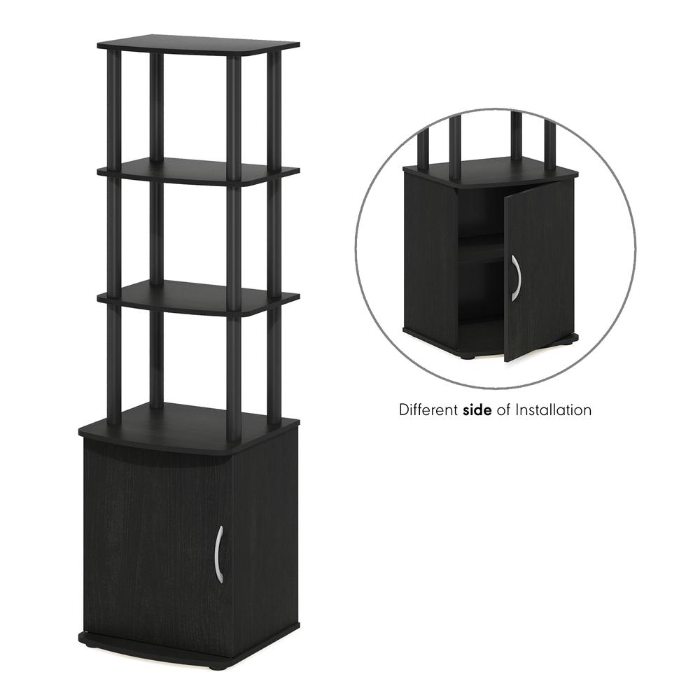 Furinno Turn-N-Tube 3-Tier Tall TV Entertainment Side Table Display Rack with Storage Cabinet, Blackwood/Black. Picture 1