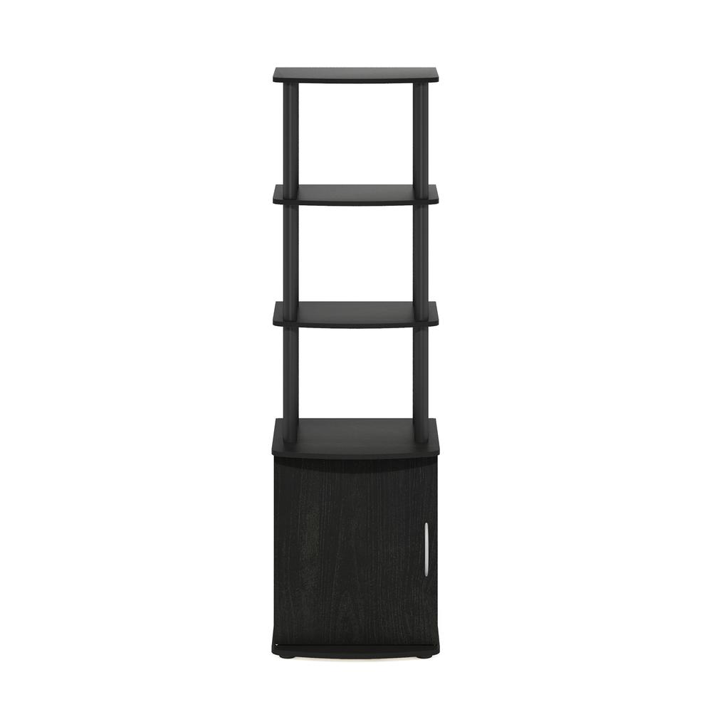 Furinno Turn-N-Tube 3-Tier Tall TV Entertainment Side Table Display Rack with Storage Cabinet, Blackwood/Black. Picture 3