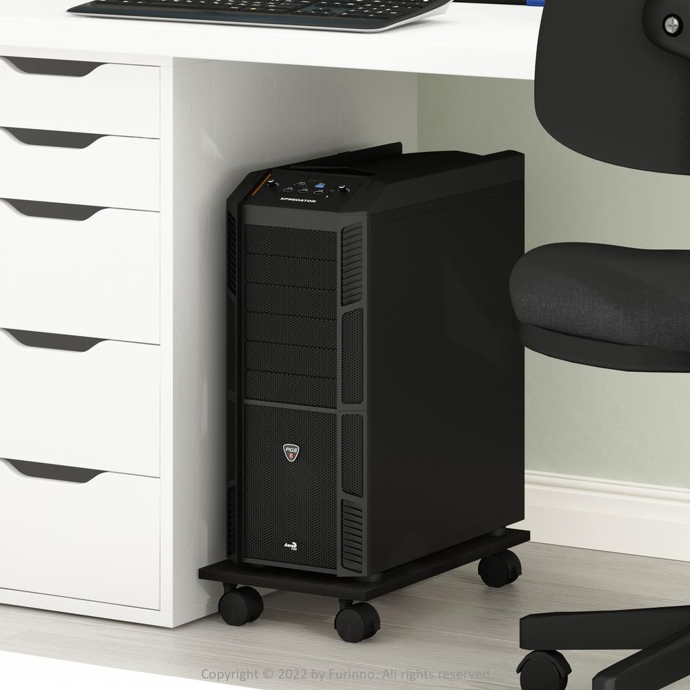 Furinno Econ Home Office Under Desk CPU/Printer Holder with Wheels, Espresso. Picture 6