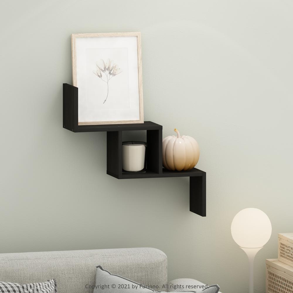 Furinno Rossi Wall Mount Floating Ladder Shelf, Espresso. Picture 6