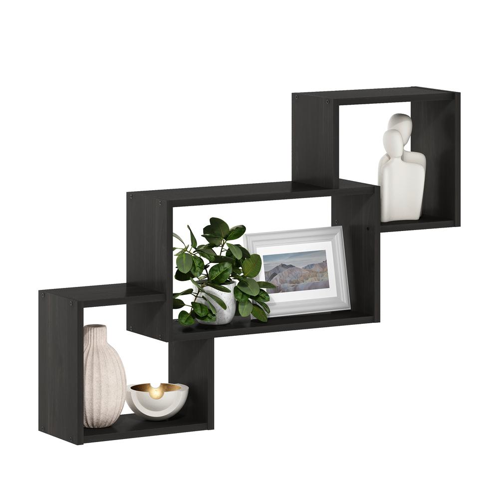 Furinno Rossi Interweave Wall Mount Floating Decorative Shelf, Set of 3, Espresso. Picture 4