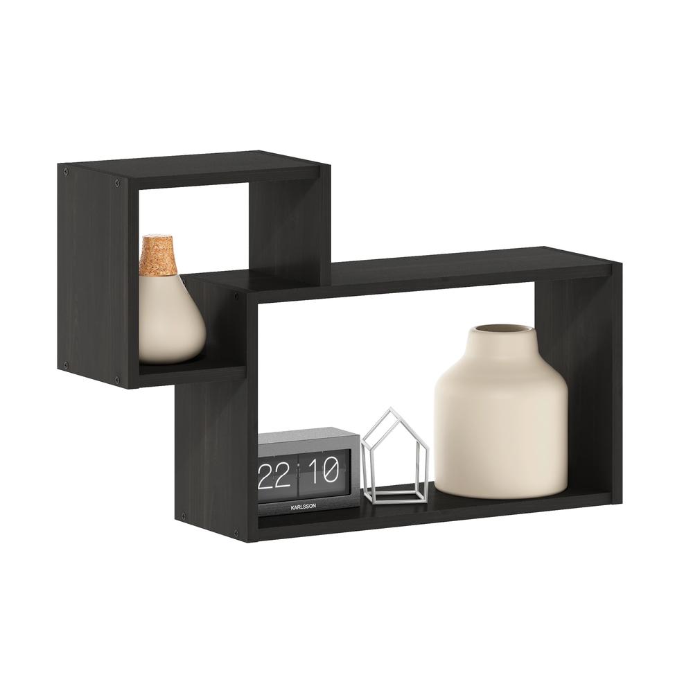 Furinno Rossi Interweave Wall Mount Floating Decorative Shelf, Set of 2, Espresso. Picture 4