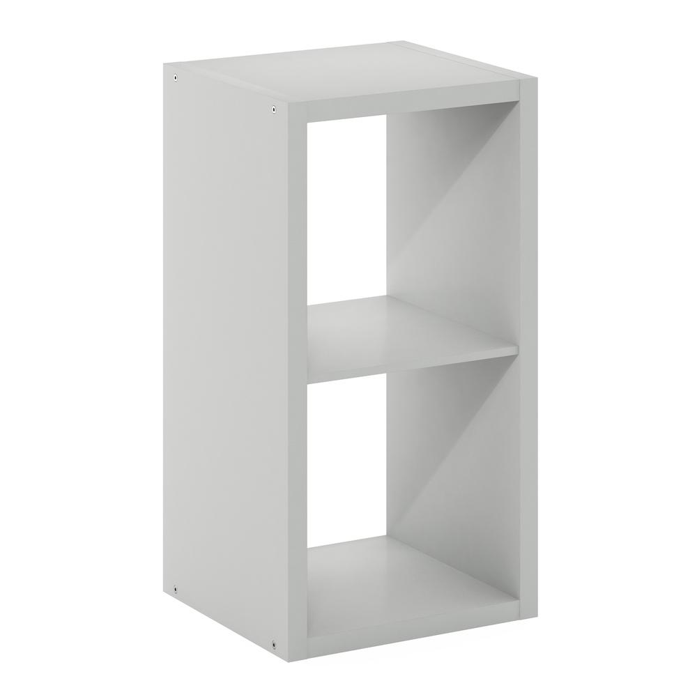Furinno Cubicle Open Back Decorative Cube Storage Organizer, 2-Cube, Light Grey. Picture 1
