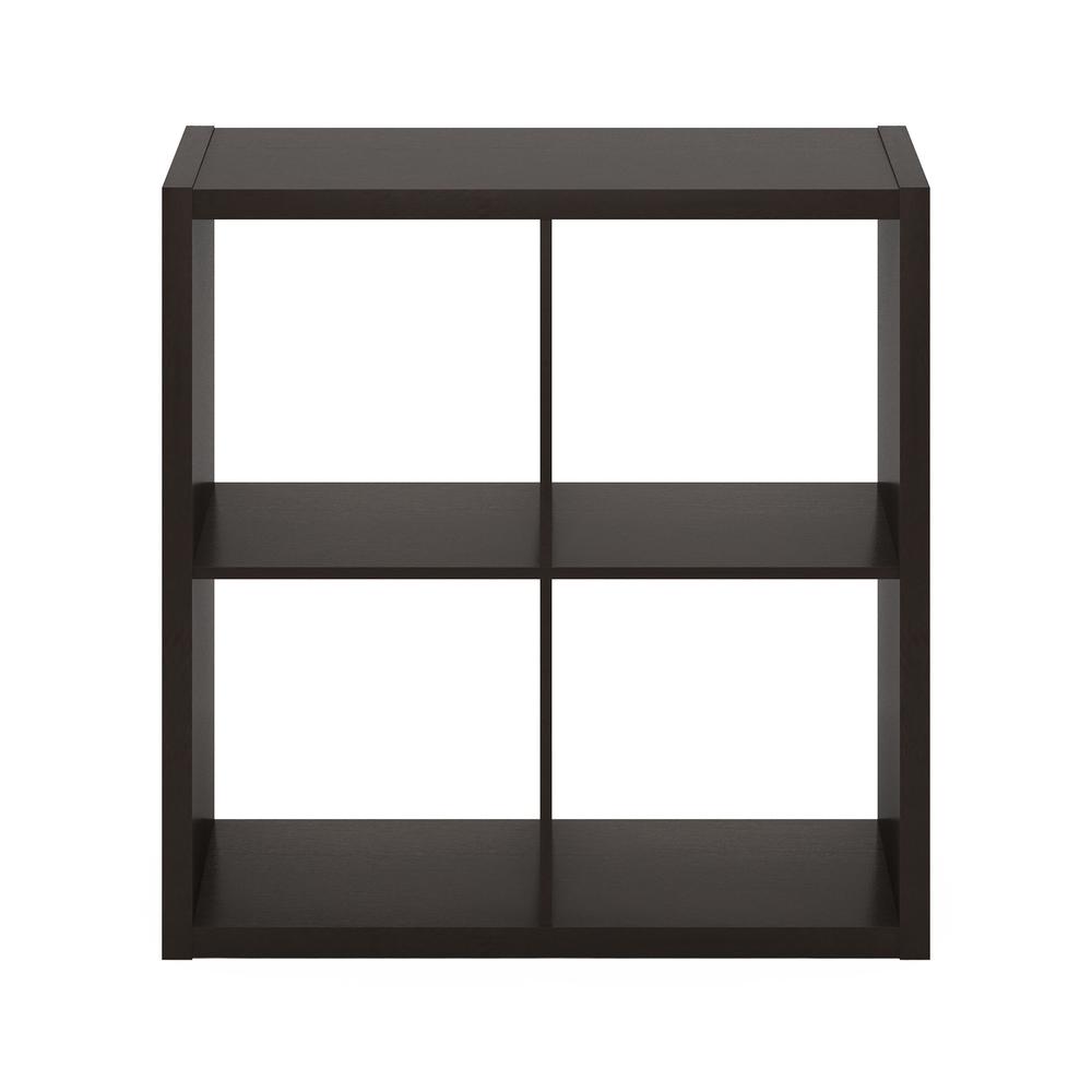Furinno Cubicle Open Back Decorative Cube Storage Organizer, 4-Cube, Dark Oak. Picture 3
