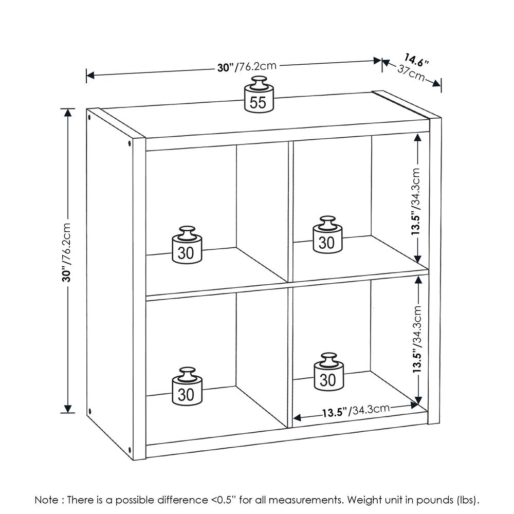 Furinno Cubicle Open Back Decorative Cube Storage Organizer, 4-Cube, White. Picture 2