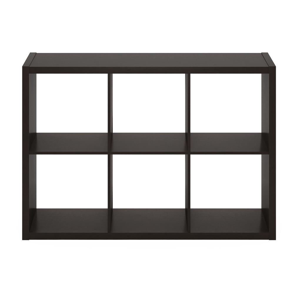Furinno Cubicle Open Back Decorative Cube Storage Organizer, 6-Cube, Dark Oak. Picture 3
