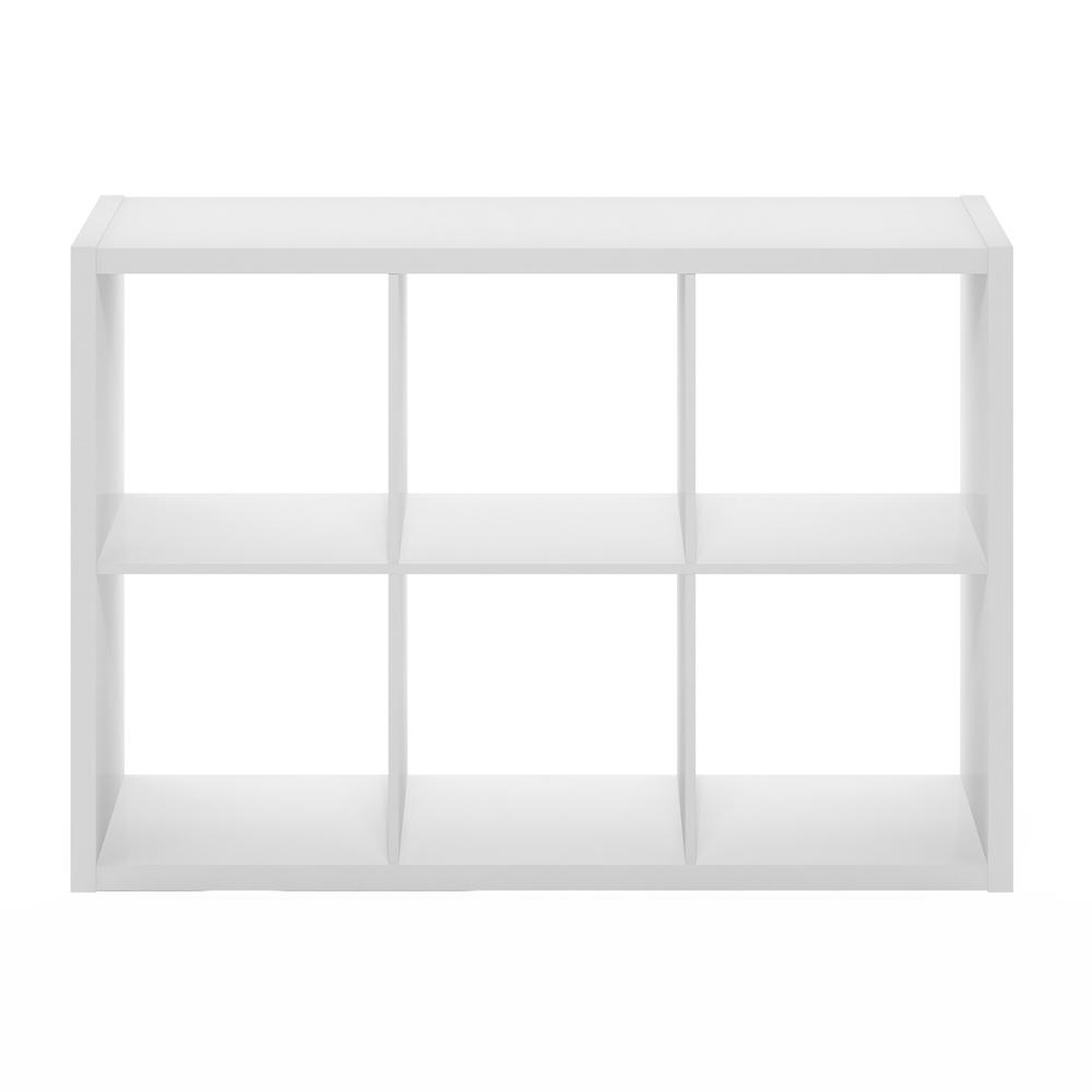 Furinno Cubicle Open Back Decorative Cube Storage Organizer, 6-Cube, White. Picture 3