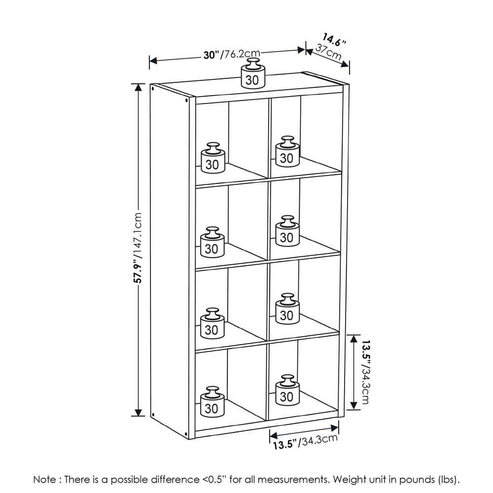 Furinno Cubicle Open Back Decorative Cube Storage Organizer, 8-Cube, Dark Oak. Picture 2