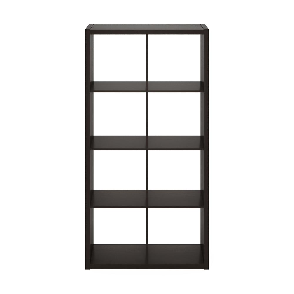 Furinno Cubicle Open Back Decorative Cube Storage Organizer, 8-Cube, Dark Oak. Picture 3