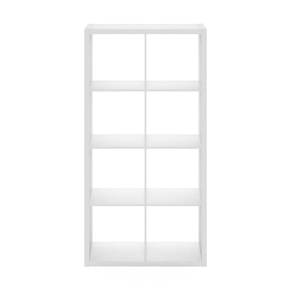 Furinno Cubicle Open Back Decorative Cube Storage Organizer, 8-Cube, White. Picture 3