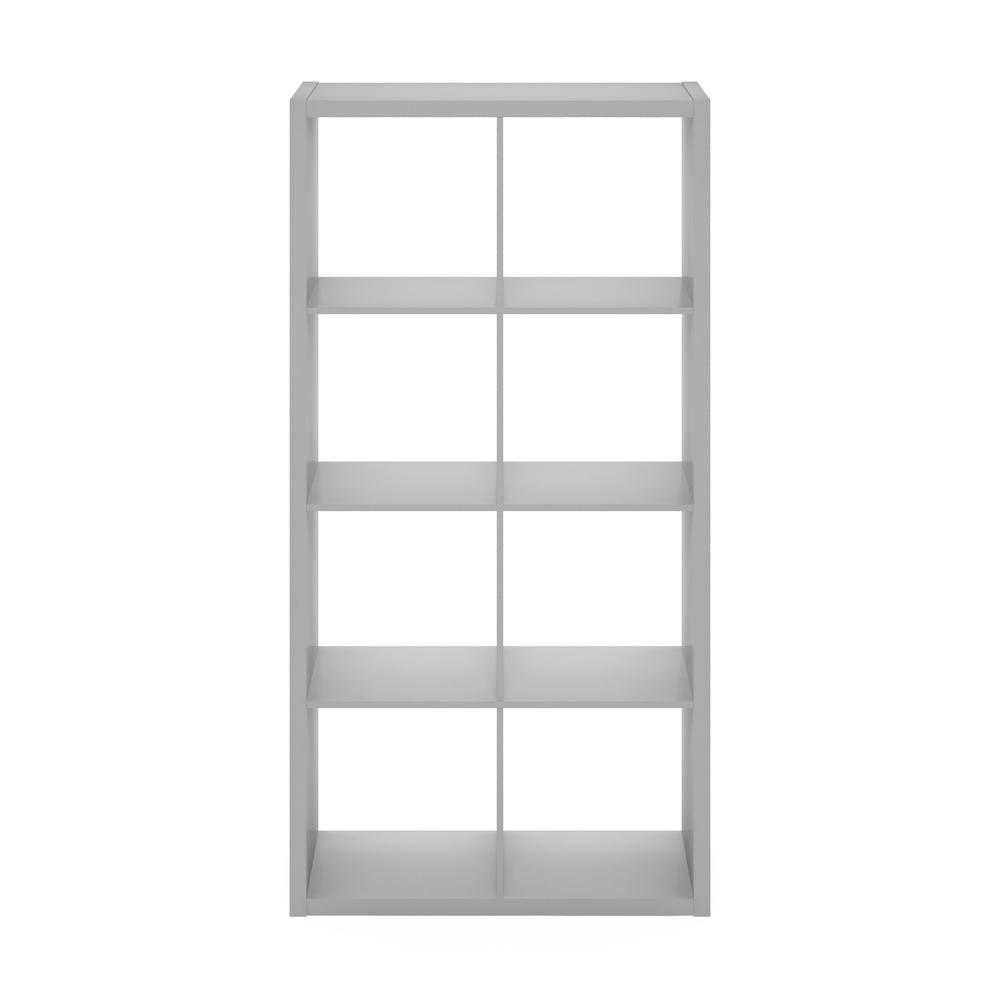Furinno Cubicle Open Back Decorative Cube Storage Organizer, 8-Cube, Light Grey. Picture 3