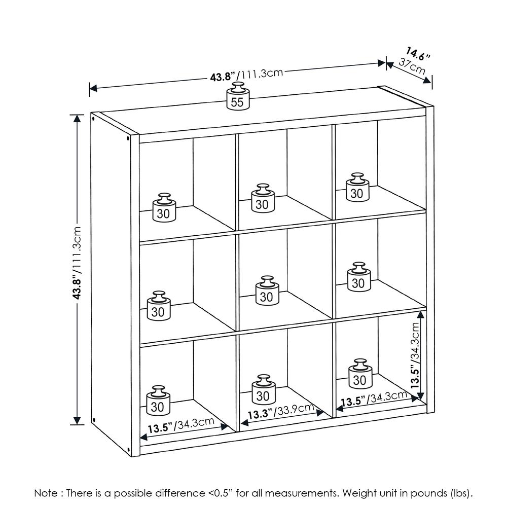 Furinno Cubicle Open Back Decorative Cube Storage Organizer, 9-Cube, Dark Oak. Picture 2