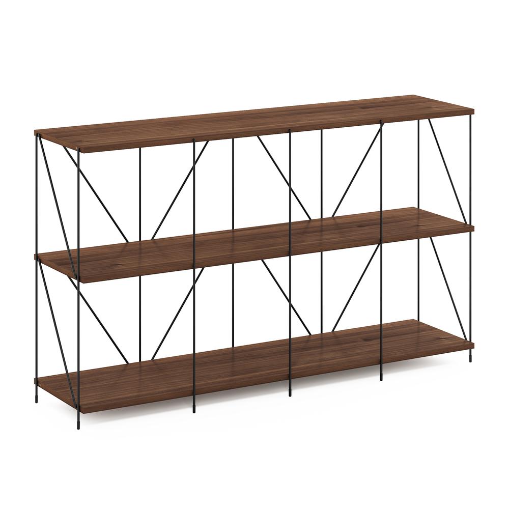 Furinno Besi 4 x 2 Industrial Multipurpose Shelf Display Rack with Metal Frame, Walnut Cove. Picture 1