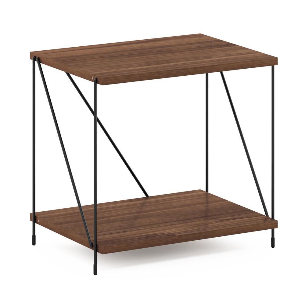 Furinno Besi Industrial Multipurpose Side Table with Metal Frame, Walnut Cove. Picture 1