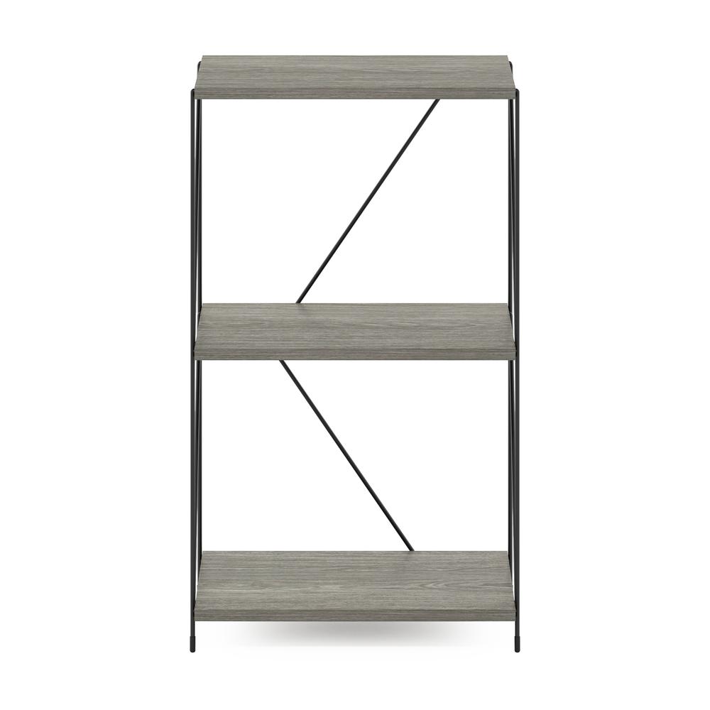 Furinno Besi 3-Tier Industrial Multipurpose Shelf Display Rack with Metal Frame, Finn Oak. Picture 3