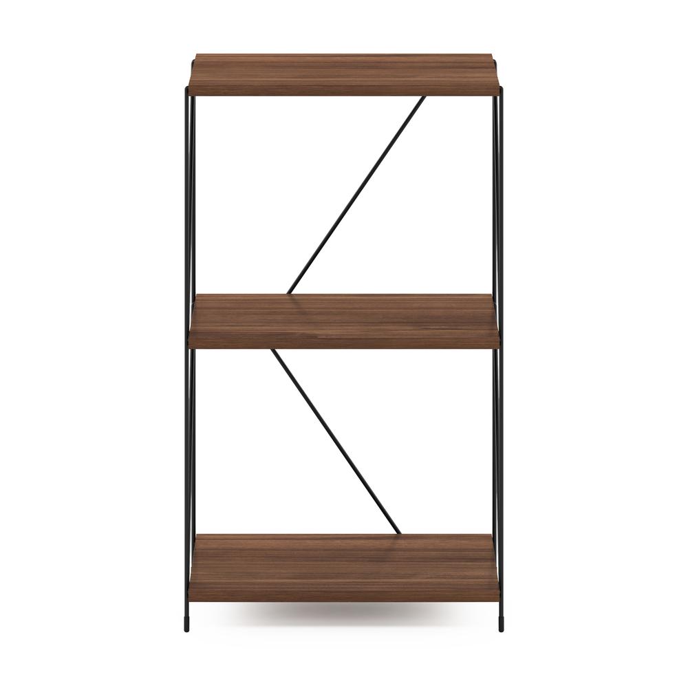 Furinno Besi 3-Tier Industrial Multipurpose Shelf Display Rack with Metal Frame, Walnut Cove. Picture 3