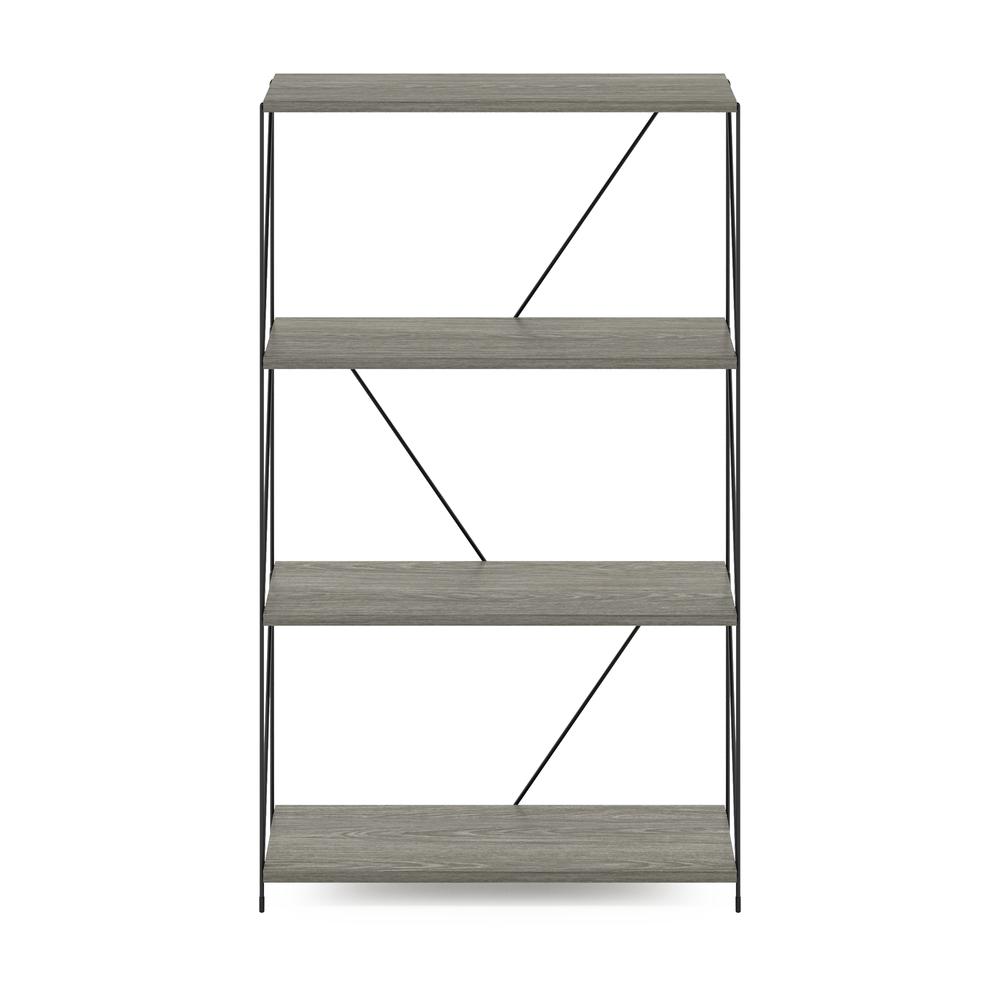 Furinno Besi 4-Tier Industrial Multipurpose Shelf Display Rack with Metal Frame, Finn Oak. Picture 3