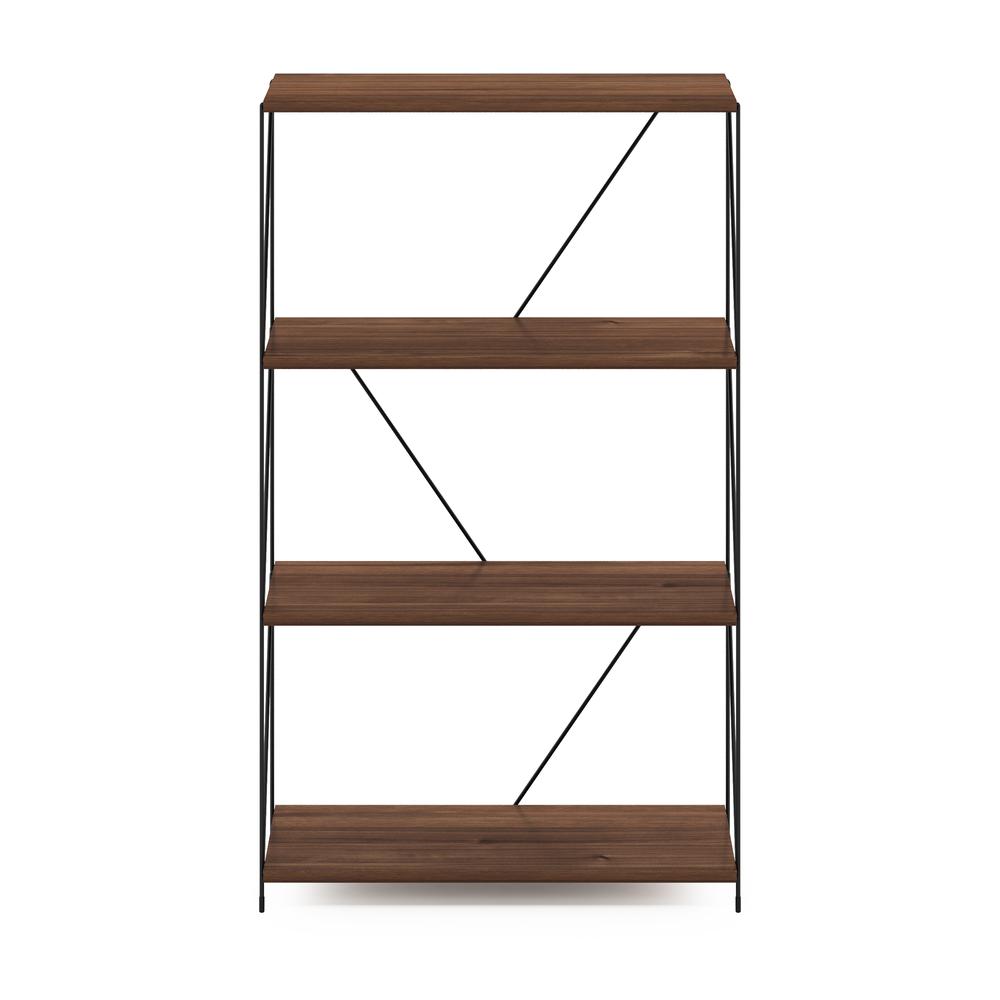 Furinno Besi 4-Tier Industrial Multipurpose Shelf Display Rack with Metal Frame, Walnut Cove. Picture 3