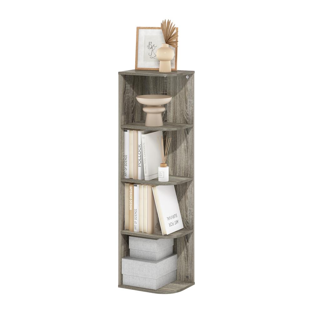 Furinno Pasir 4-Tier Corner Open Shelf Bookcase, French Oak. Picture 4