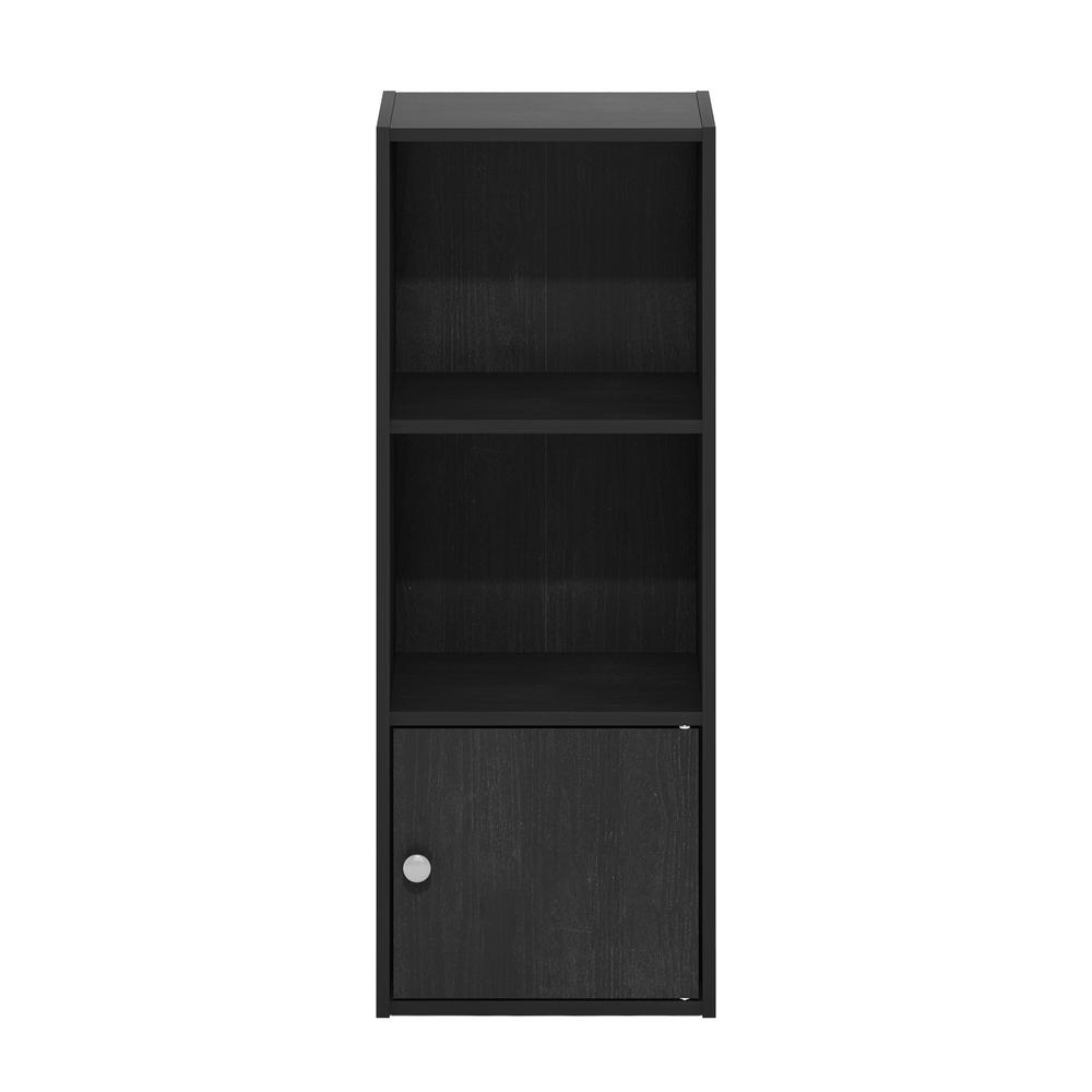 Furinno Luder 3-Tier Shelf Bookcase with 1 Door Storage Cabinet, Blackwood. Picture 3