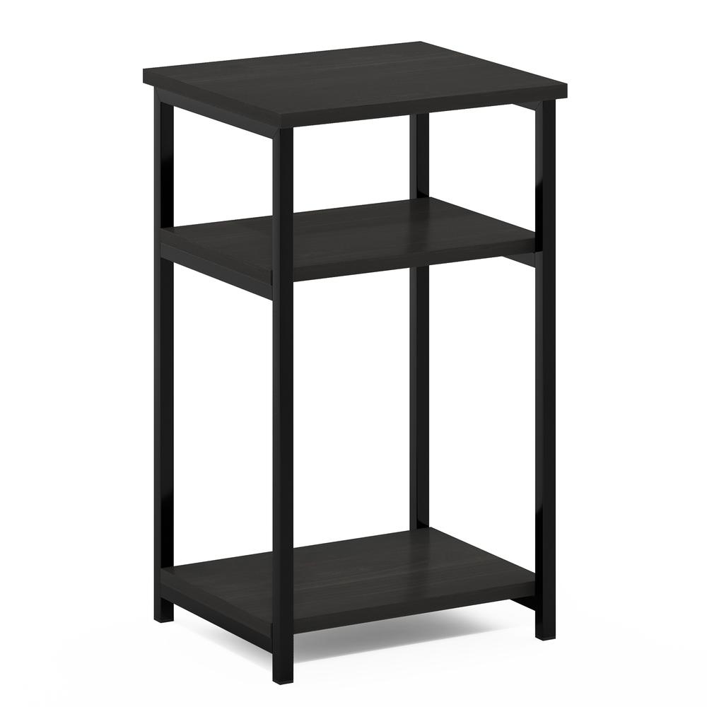 Furinno Just 3-Tier Industrial Metal Frame End Table with Storage Shelves, 1-Pack, Espresso. Picture 1