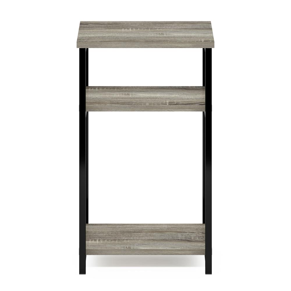 Furinno Just 3-Tier Industrial Metal Frame End Table with Storage Shelves, 1-Pack, French Oak. Picture 3