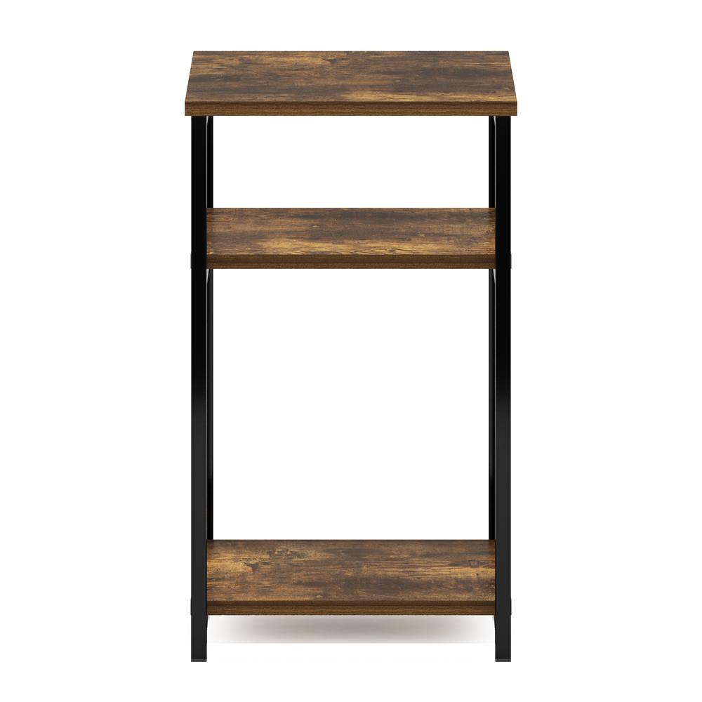 Furinno Just 3-Tier Industrial Metal Frame End Table with Storage Shelves, 1-Pack, Amber Pine. Picture 3