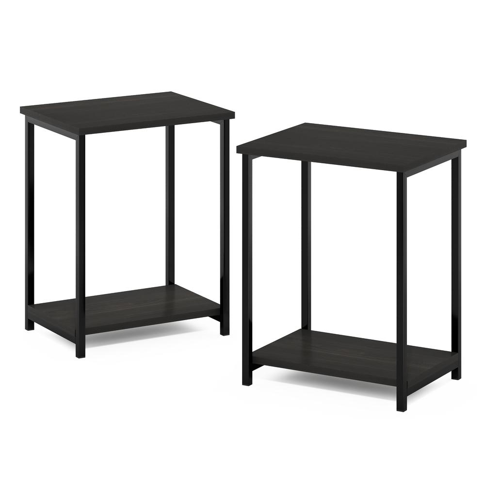 Furinno Simplistic Industrial Metal Frame End Table, 2-Pack, Espresso. Picture 1