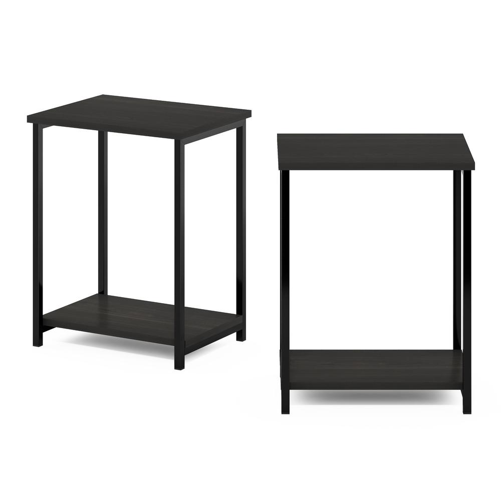 Furinno Simplistic Industrial Metal Frame End Table, 2-Pack, Espresso. Picture 2