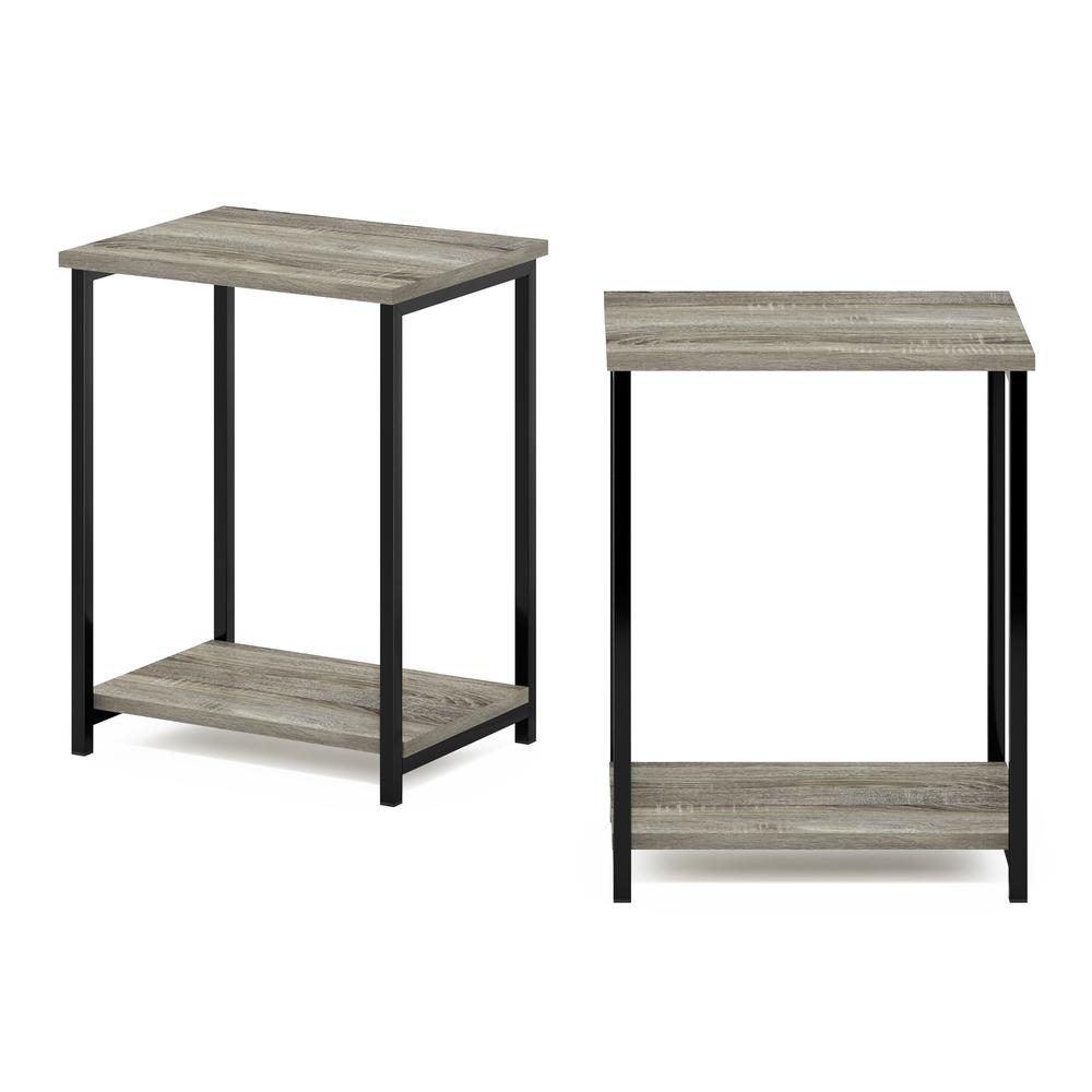 Furinno Simplistic Industrial Metal Frame End Table, 2-Pack, French Oak. Picture 2