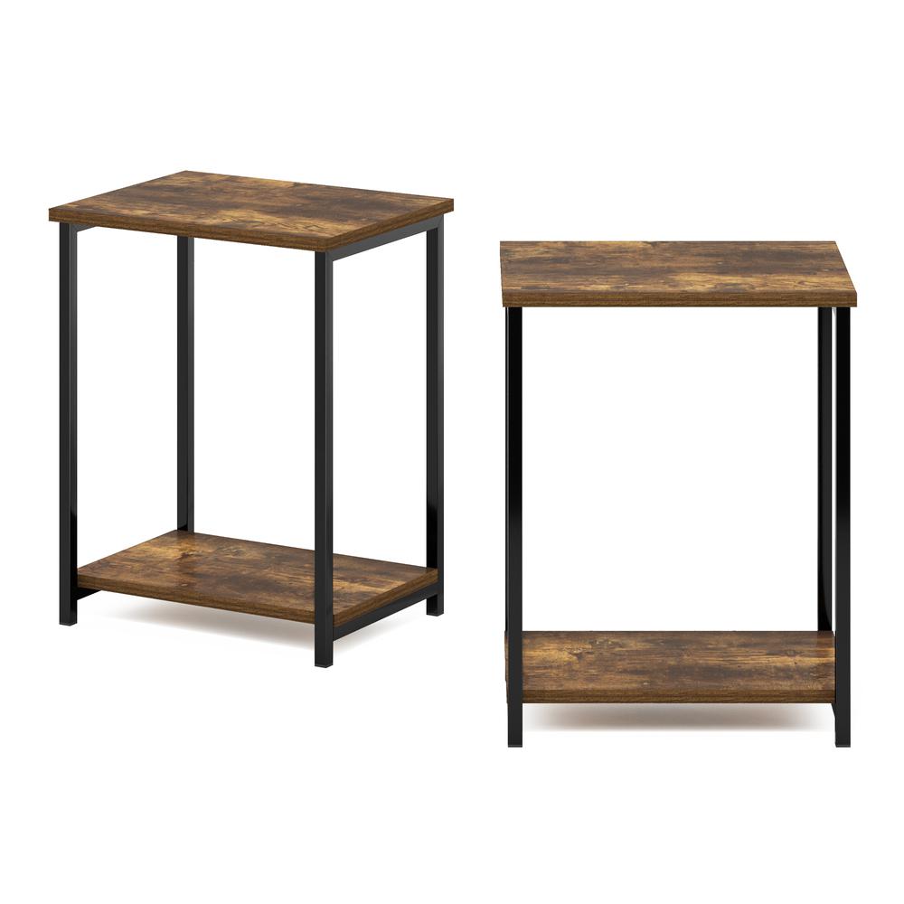 Furinno Simplistic Industrial Metal Frame End Table, 2-Pack, Amber Pine. Picture 2