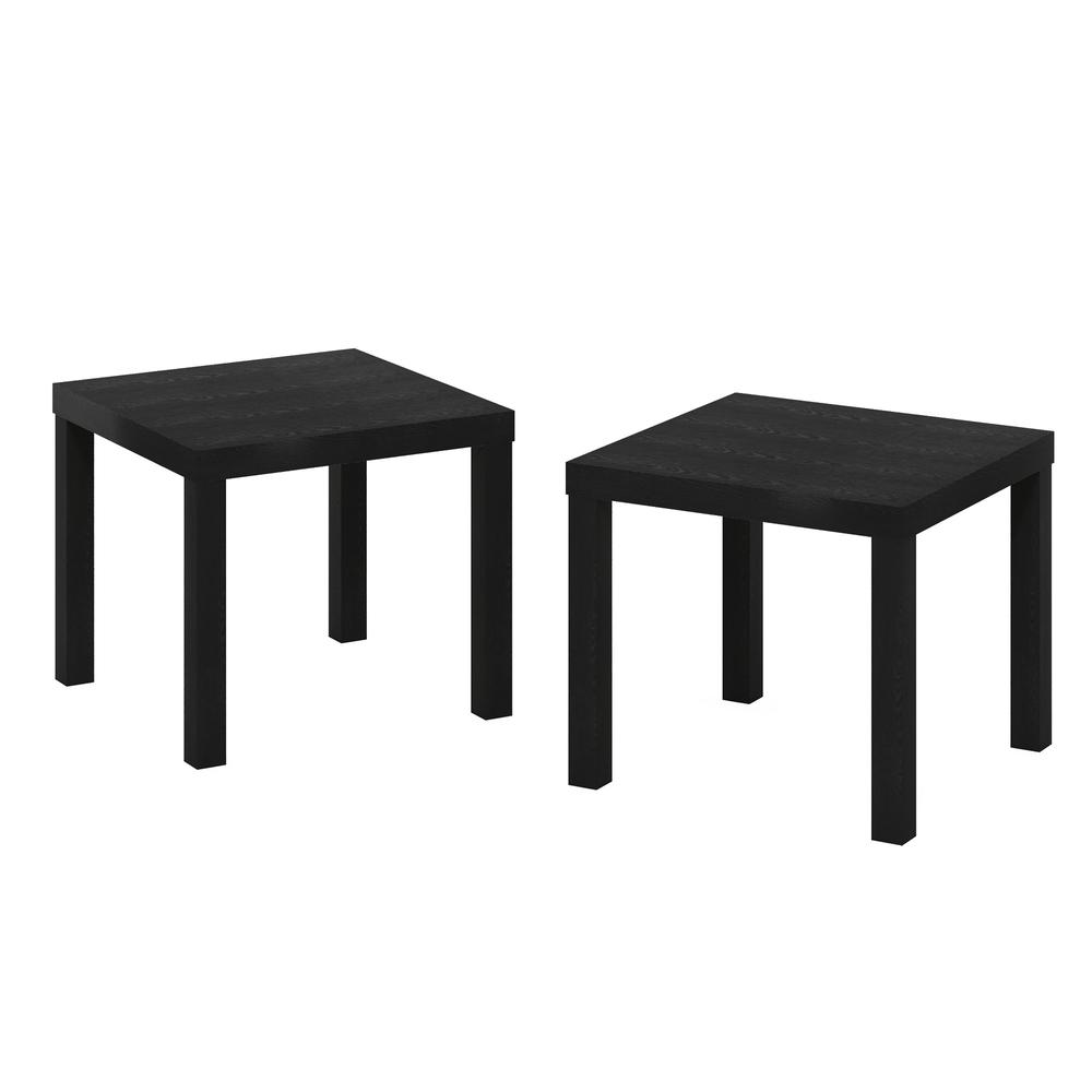 Furinno Classic Homey Square Side Table, Set of 2, Black. Picture 1