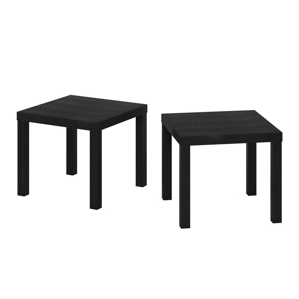 Furinno Classic Homey Square Side Table, Set of 2, Black. Picture 2