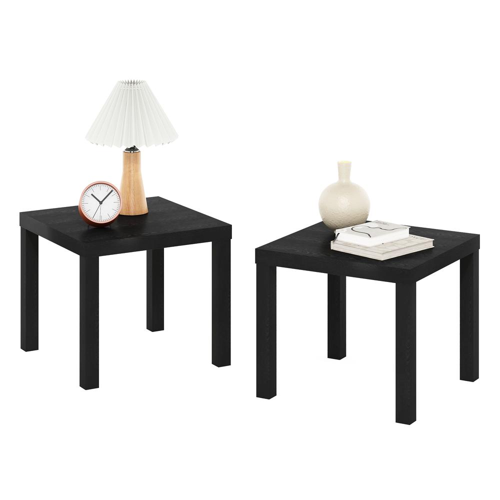 Furinno Classic Homey Square Side Table, Set of 2, Black. Picture 3