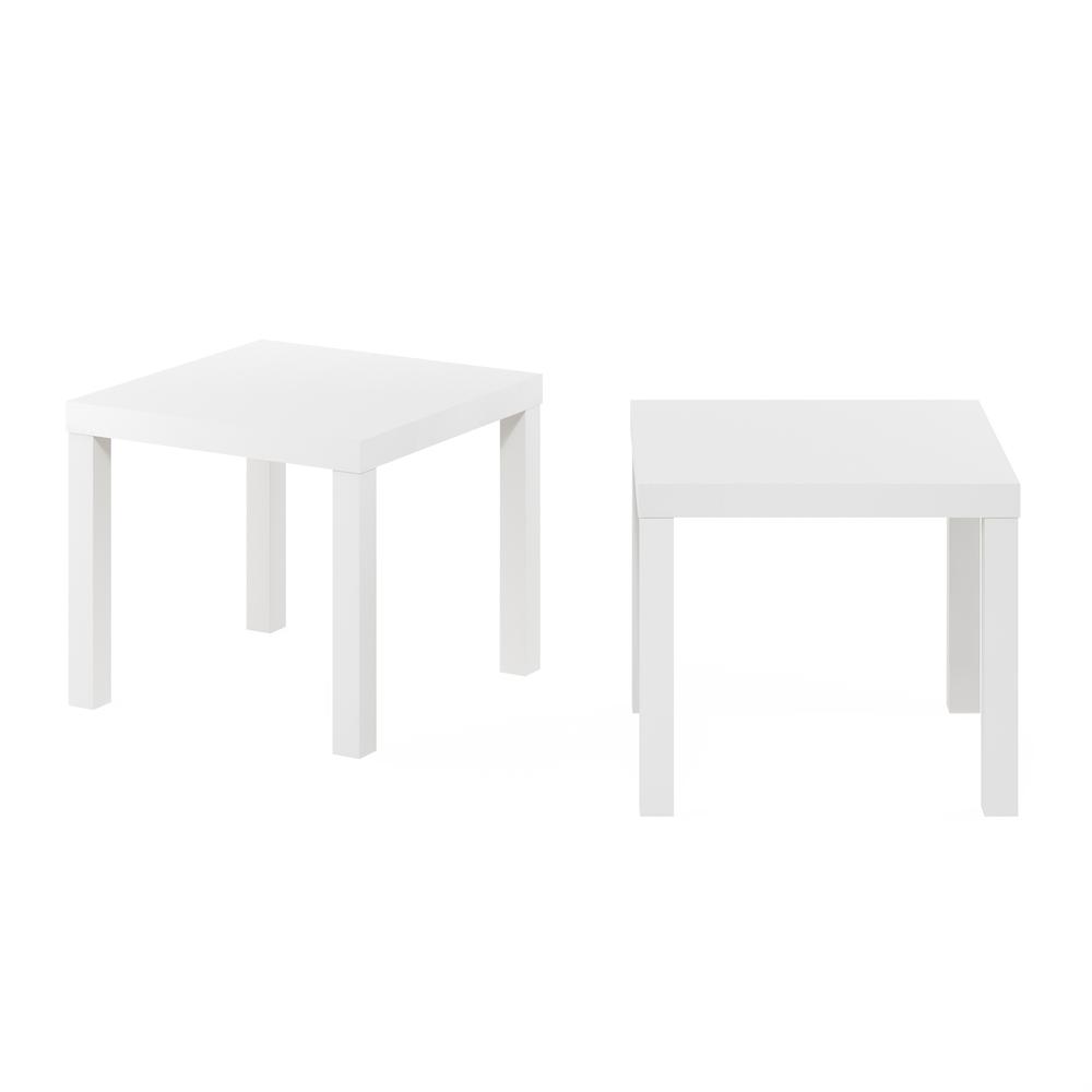 Furinno Classic Homey Square Side Table, Set of 2, White. Picture 2
