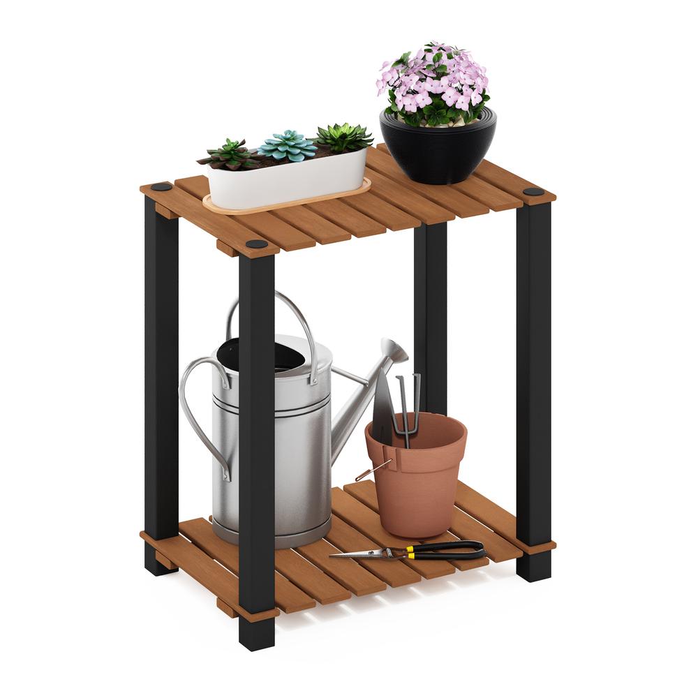 Pangkor 2-Tier Turn-N-Tube Indoor Outdoor Plant Shelf Rectangle Wood Stand. Picture 3