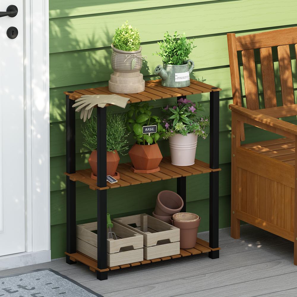 Pangkor 3-Tier Turn-N-Tube Indoor Outdoor Plant Shelf Wood Stand. Picture 6