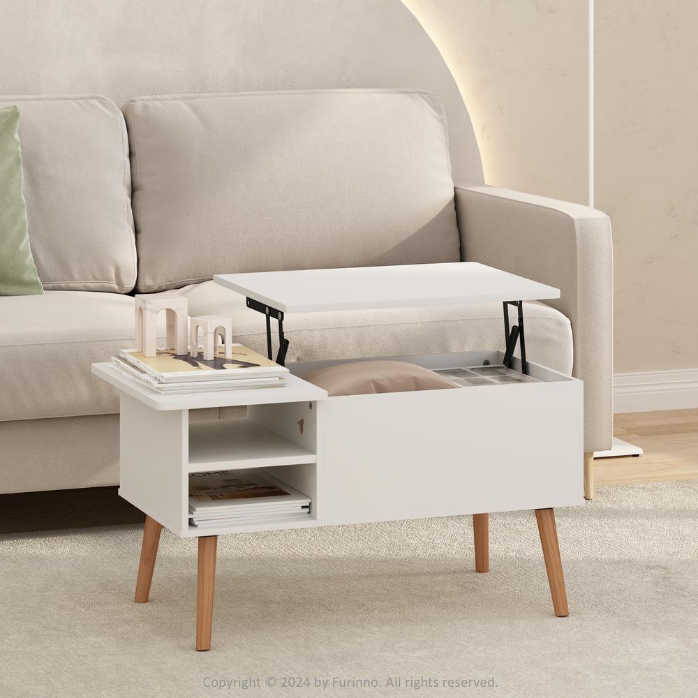 Jensen Coffee Table With Hidden Compartment and Side Open Storage Shelf. Picture 6