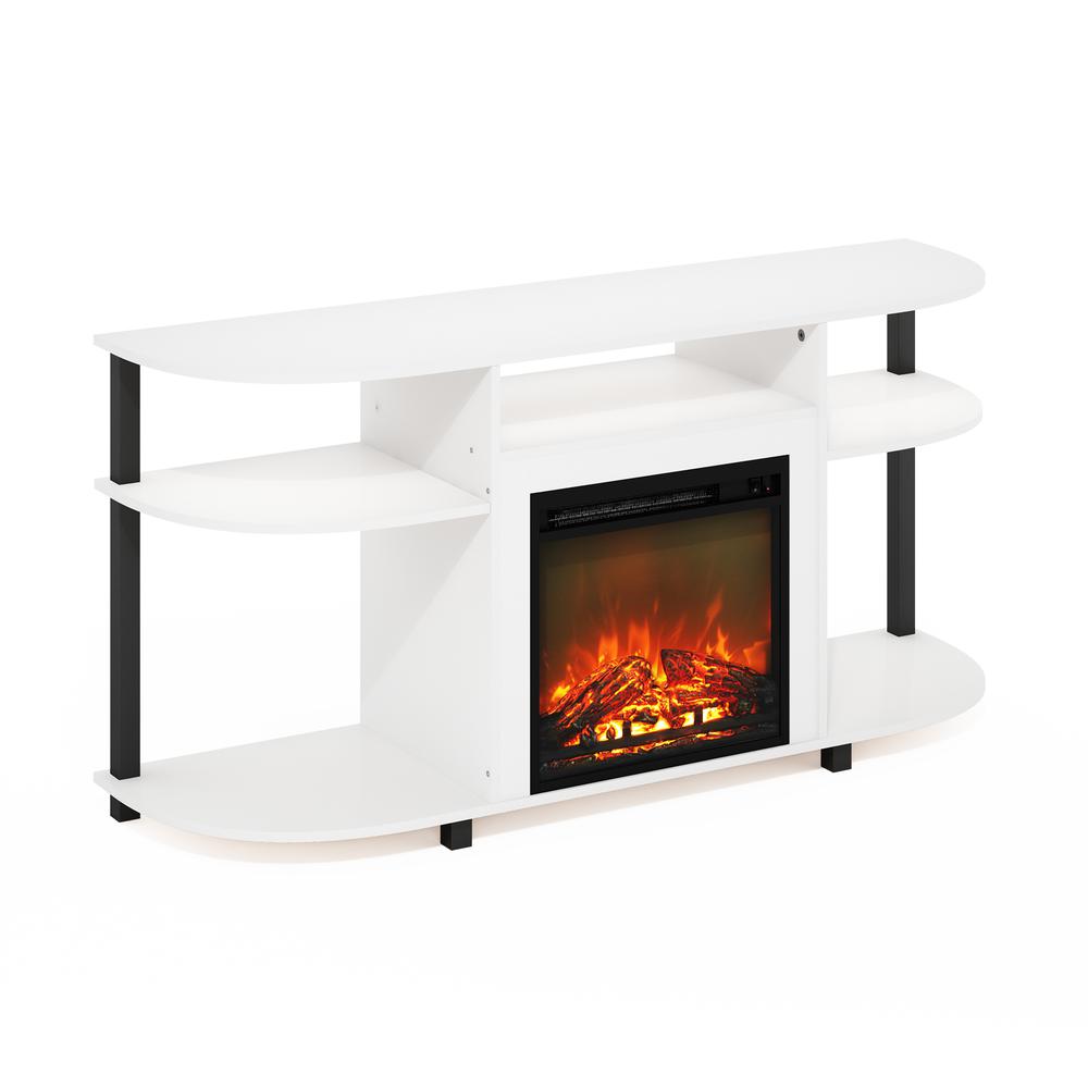 Entertainment Center Stand with Fireplace for TV up to 55 Inch, Solid White. Picture 1