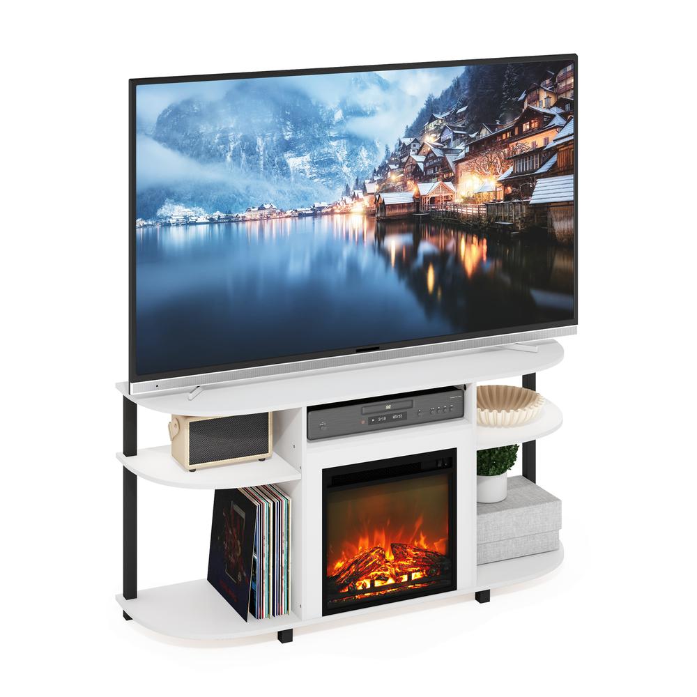 Entertainment Center Stand with Fireplace for TV up to 55 Inch, Solid White. Picture 3
