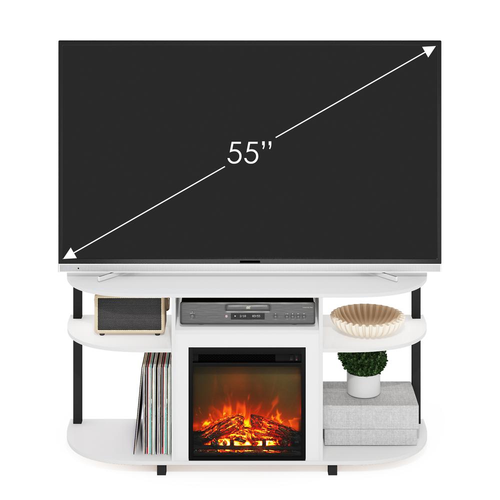 Entertainment Center Stand with Fireplace for TV up to 55 Inch, Solid White. Picture 4