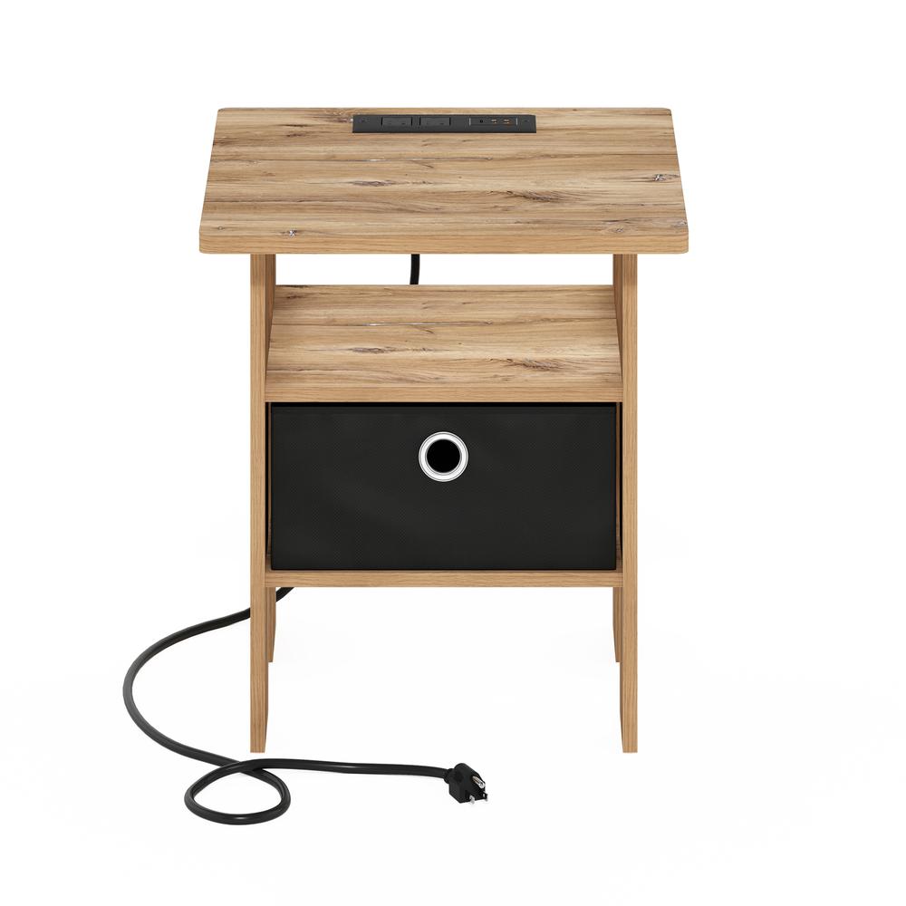 Andrey USB and Type-C Port Charging Station End Table, Flagstaff Oak/Black. Picture 3
